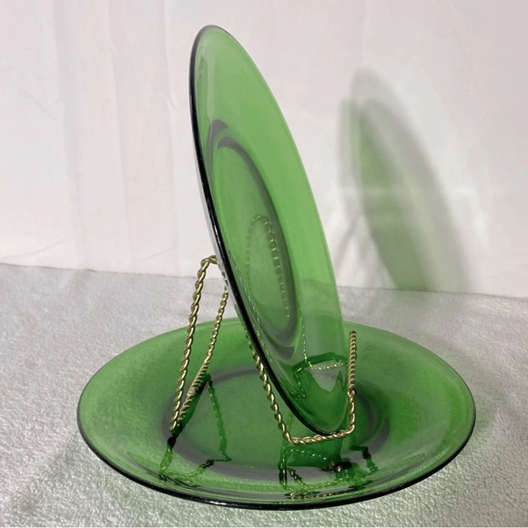 Vintage Duralex France Emerald Green Glass Dinner Plates X2 - Picture 4 of 12